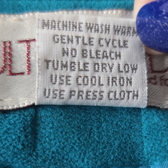 Aqua Blue Washable Faux Suede Skirt and Jacket Suit Set Size 12 - Picture 16 of 16